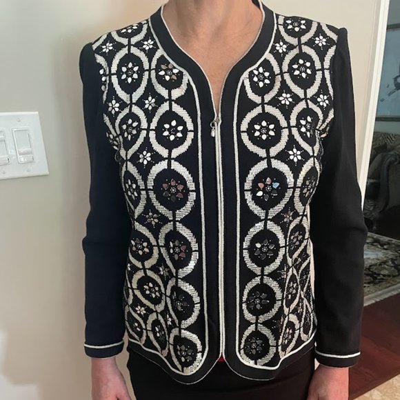 St John  Evening jacket - Embroidered with Gemstones - size 4 - Picture 1 of 3